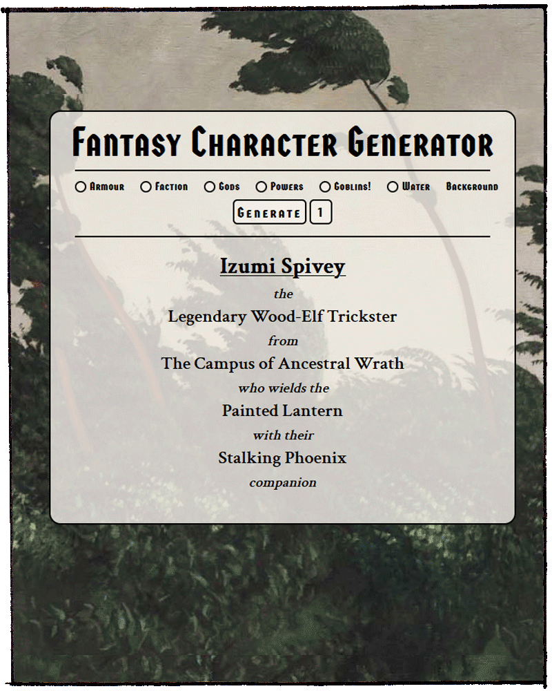 Fantasy Character Generator